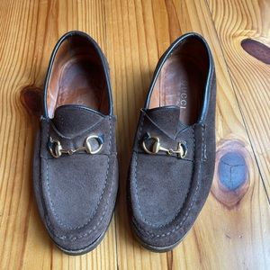 Gucci Chocolate Brown Suede Mac Toe Horesbit Loafers